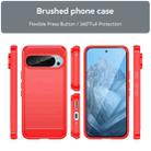 For Google Pixel 9 Pro 5G Carbon Fiber Brushed Texture TPU Phone Case(Red) - 2