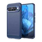 For Google Pixel 9 Carbon Fiber Brushed Texture TPU Phone Case(Blue) - 1