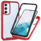 For Samsung Galaxy A34 5G Two-layer Integrated Transparent TPU + PC + PET Protective Phone Case(Red) - 1