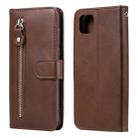 For Huawei Y5p Fashion Calf Texture Zipper Horizontal Flip Leather Case with Stand & Card Slots & Wallet Function(Brown) - 1