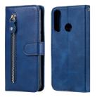 For Huawei Y6p Fashion Calf Texture Zipper Horizontal Flip Leather Case with Stand & Card Slots & Wallet Function(Blue) - 1