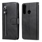 For Huawei Y6p Fashion Calf Texture Zipper Horizontal Flip Leather Case with Stand & Card Slots & Wallet Function(Black) - 1