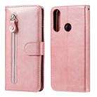 For Huawei Y6p Fashion Calf Texture Zipper Horizontal Flip Leather Case with Stand & Card Slots & Wallet Function(Rose Gold) - 1
