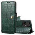 For Samsung Galaxy A52 Denior Crocodile Texture Oil Edge Leather Phone Case(Green) - 1