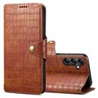 For Samsung Galaxy A34 5G Denior Crocodile Texture Oil Edge Leather Phone Case(Brown) - 1