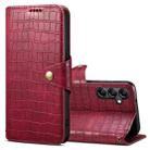 For Samsung Galaxy S23 FE Denior Crocodile Texture Oil Edge Leather Phone Case(Rose Red) - 1