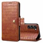 For Samsung Galaxy S24 5G Denior Crocodile Texture Oil Edge Leather Phone Case(Brown) - 1