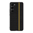 For Samsung Galaxy S24+ 5G Ultra-thin Carbon Fiber Texture Splicing Phone Case(Yellow) - 1