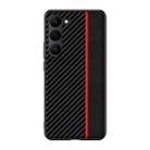 For Samsung Galaxy S24 5G Ultra-thin Carbon Fiber Texture Splicing Phone Case(Red) - 1