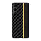 For Samsung Galaxy S24 5G Ultra-thin Carbon Fiber Texture Splicing Phone Case(Yellow) - 1