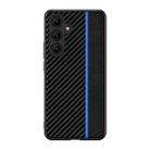 For Samsung Galaxy S25 5G Ultra-thin Carbon Fiber Texture Splicing Phone Case(Blue) - 1