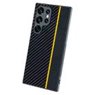 For Samsung Galaxy S25 Ultra 5G Ultra-thin Carbon Fiber Texture Splicing Phone Case(Yellow) - 1