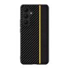 For Samsung Galaxy S24 FE 5G Ultra-thin Carbon Fiber Texture Splicing Phone Case(Yellow) - 1