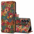 For Samsung Galaxy A34 5G Denior Flower Language Series Cork Fabric Oil Edge Leather Phone Case(Spring) - 1