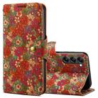 For Samsung Galaxy S23 Denior Flower Language Series Cork Fabric Oil Edge Leather Phone Case(Summer) - 1