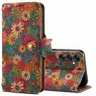 For Samsung Galaxy S24+ 5G Denior Flower Language Series Cork Fabric Oil Edge Leather Phone Case(Spring) - 1
