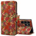 For Samsung Galaxy S24 Ultra 5G Denior Flower Language Series Cork Fabric Oil Edge Leather Phone Case(Summer) - 1