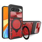 For Google Pixel 9 / 9 Pro CD Texture Sliding Camshield Magnetic Holder Phone Case(Red) - 1