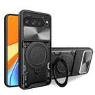 For Google Pixel 9 Pro XL CD Texture Sliding Camshield Magnetic Holder Phone Case(Black) - 1