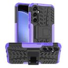 For Samsung Galaxy S23 FE 5G Tire Texture TPU + PC Phone Case with Holder(Purple) - 1