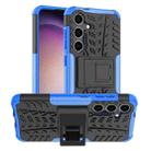 For Samsung Galaxy S24 5G Tire Texture TPU + PC Phone Case with Holder(Blue) - 1