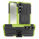 For Samsung Galaxy S24+ Tire Texture TPU + PC Phone Case with Holder(Green) - 1