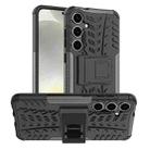 For Samsung Galaxy S24+ Tire Texture TPU + PC Phone Case with Holder(Black) - 1