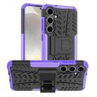 For Samsung Galaxy S24+ Tire Texture TPU + PC Phone Case with Holder(Purple) - 1