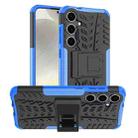 For Samsung Galaxy S24+ Tire Texture TPU + PC Phone Case with Holder(Blue) - 1