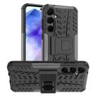 For Samsung Galaxy A55 Tire Texture TPU + PC Phone Case with Holder(Black) - 1