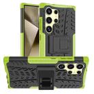 For Samsung Galaxy S24 Ultra 5G Tire Texture TPU + PC Phone Case with Holder(Green) - 1