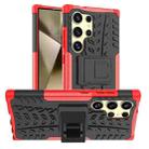 For Samsung Galaxy S24 Ultra 5G Tire Texture TPU + PC Phone Case with Holder(Red) - 1