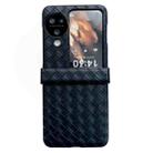 For OPPO Find N3 Flip Three-piece Set Woven Texture Folding PU Phone Case(Black) - 1