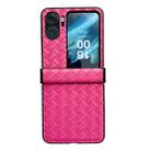 For OPPO Find N2 Flip Three-piece Set Woven Texture Folding PU Phone Case(Rose Red) - 1