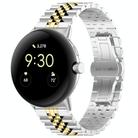 For Google Pixel Watch 2 / Pixel Watch Seven Beads Stainless Steel Metal Watch Band(Silver Gold) - 1