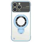 For iPhone 14 Pro Max Frameless MagSafe Magnetic Holder Phone Case(Blue) - 1