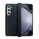 For Samsung Galaxy Z Fold5 Three-piece Set Woven Texture Folding PU Phone Case(Black) - 1