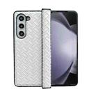 For Samsung Galaxy Z Fold5 Three-piece Set Woven Texture Folding PU Phone Case(White) - 1