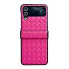 For Samsung Galaxy Z Flip3 Three-piece Set Woven Texture Folding PU Phone Case(Rose Red) - 1