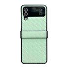 For Samsung Galaxy Z Flip3 Three-piece Set Woven Texture Folding PU Phone Case(Green) - 1