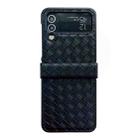 For Samsung Galaxy Z Flip4 Three-piece Set Woven Texture Folding PU Phone Case(Black) - 1