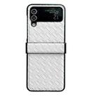 For Samsung Galaxy Z Flip4 Three-piece Set Woven Texture Folding PU Phone Case(White) - 1