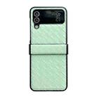 For Samsung Galaxy Z Flip4 Three-piece Set Woven Texture Folding PU Phone Case(Green) - 1