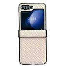 For Samsung Galaxy Z Flip5 Three-piece Set Woven Texture Folding PU Phone Case(Gold) - 1