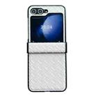 For Samsung Galaxy Z Flip5 Three-piece Set Woven Texture Folding PU Phone Case(White) - 1