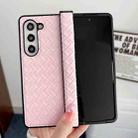 For Samsung Galaxy Z Fold Special Three-piece Set Woven Texture Folding PU Phone Case(Pink) - 2