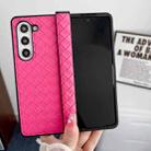 For Samsung Galaxy Z Fold Special Three-piece Set Woven Texture Folding PU Phone Case(Rose Red) - 2