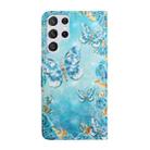For Samsung Galaxy S24 Ultra 5G Oil Embossed 3D Drawing Leather Phone Case(Blue Butterflies) - 3
