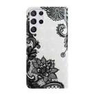 For Samsung Galaxy S24 Ultra 5G Oil Embossed 3D Drawing Leather Phone Case(Lace Flower) - 3
