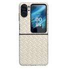 For OPPO Find N2 Flip Woven Texture Folding PU Phone Case(Gold) - 1